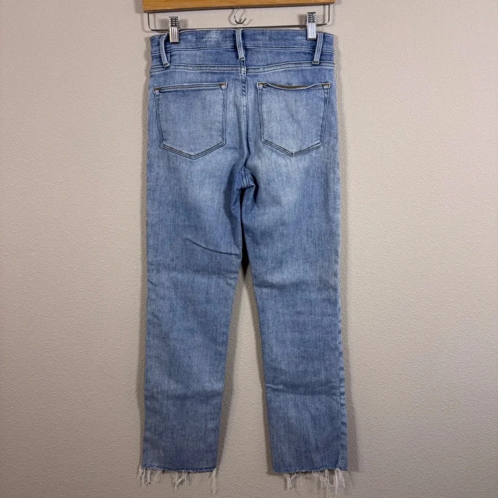 FRAME Le High Straight Jeans Light Wash Raw Hem Mid Rise Women's 27